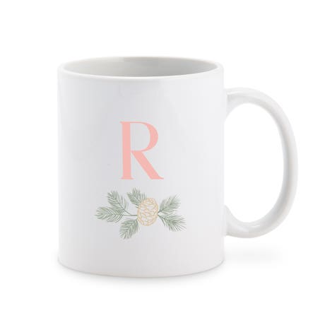 Custom Printed White 11 oz. Ceramic Coffee Mug - Blush Initial