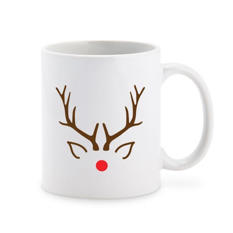 Custom Printed White 11 oz. Ceramic Coffee Mug - Rudolph
