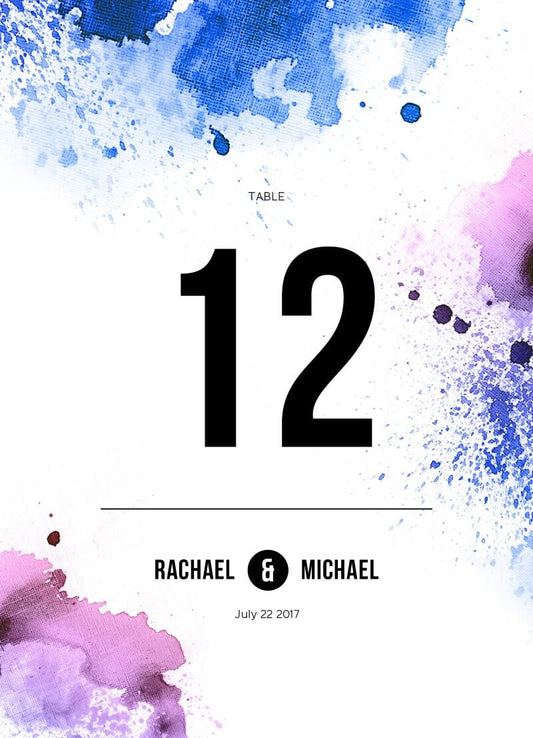 Watercolour SplashTable Number by Phabo R.