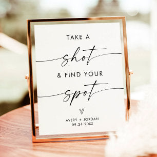 Take a Shot + Find Your Spot Minimalist Wedding Poster
