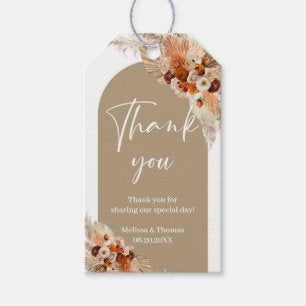Terracotta boho arch burnt orange copper wedding gift tags