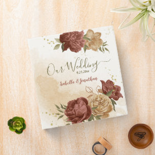 terracotta earth tone floral wedding photo album 3 ring binder
