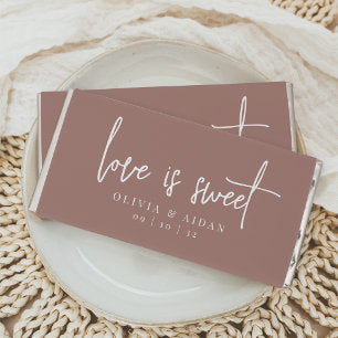 Terracotta Love Is Sweet Personalized Wedding Hershey Bar Favors