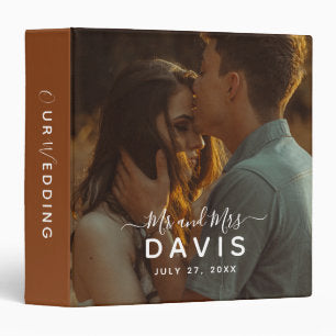 Terracotta Mr And Mrs Photo Bohemian Wedding Album 3 Ring Binder