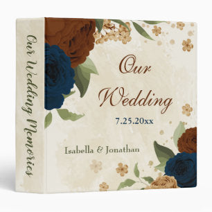 terracotta navy floral wedding photo album 3 ring binder