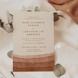 Terracotta Ombre Minimalist Boho Wedding Invitat Invitation