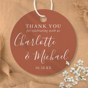 Terracotta Script Wedding Thank You Favor Tags
