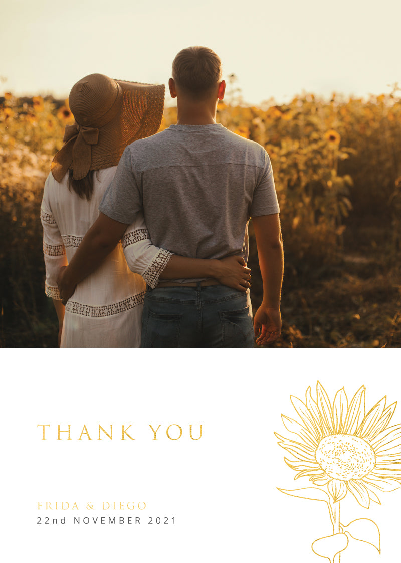 Golden Sunflower Thank You Card by Alexander K.