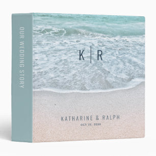 Tropical Ocean & Sandy Beach Wedding Photo Album 3 Ring Binder