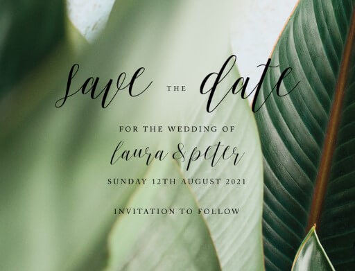 Tropical Leaves Save The Date Cards by Inggrid H.