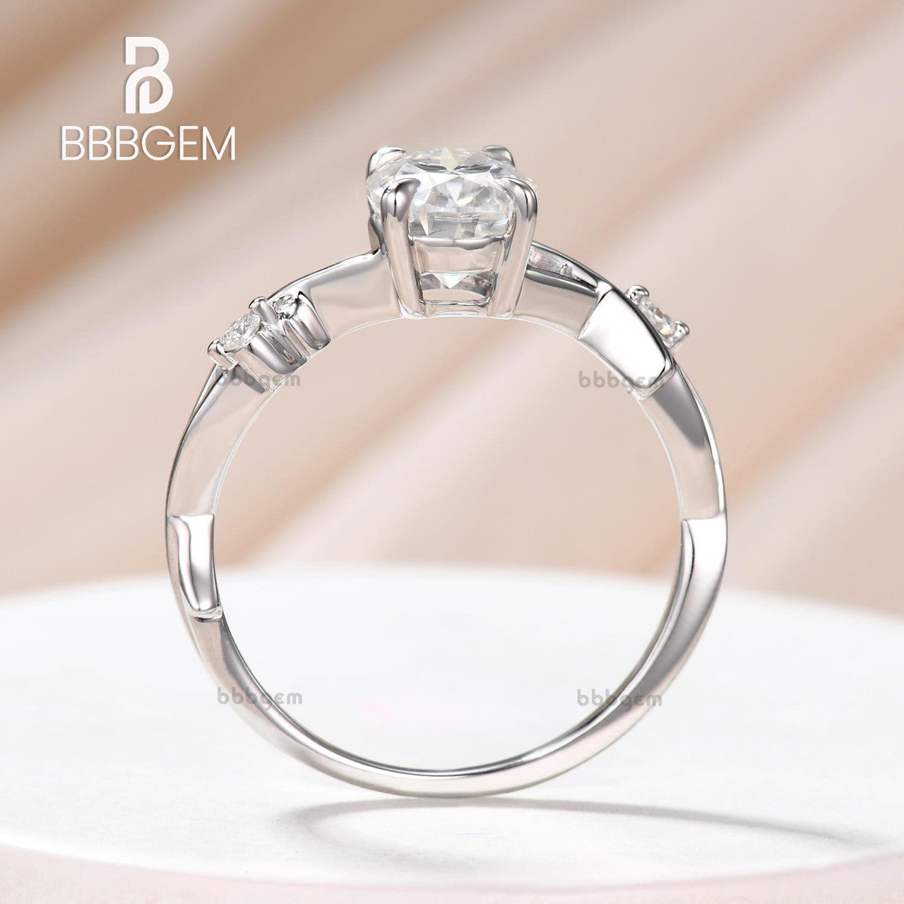 1.5 Carat Moissanite Engagement Ring Twig Vine Moissanite Wedding Band Oval Cut