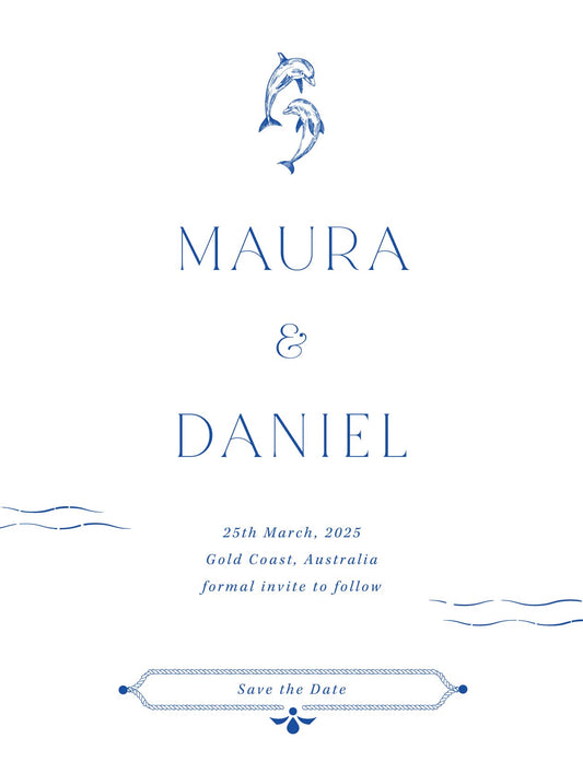 Two Dolphins Save The Date Cards by Putri N.