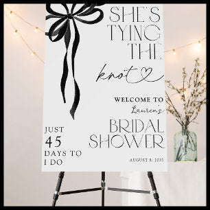 Tying the Knot Black Bow Bridal Shower Welcom Foam Board