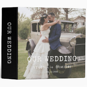 Typewriter script wedding photo album binder