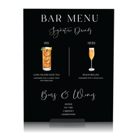 Acrylic Wedding Bar Menu - Modern