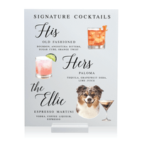 Acrylic Wedding Bar Menu Print - His, Hers, & Pet