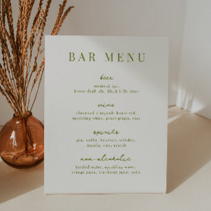 VERONA Moss Green Bar Menu List Pedestal Sign