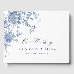 Victorian Dusty Blue French Garden Floral Wedding Guest Book