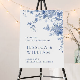 Victorian Dusty Blue French Garden WELCOME Wedding Foam Board