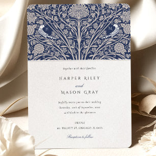 Victorian Twin Birds Monogram Wedding Invitation