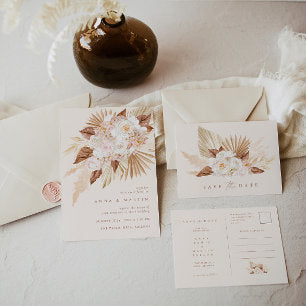 Pampas Grass Floral Terracotta Wedding Program Hand Fan