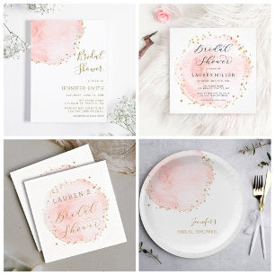 Blush Gold Watercolor Circle Bridal Shower Napkins