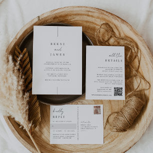 Modern Minimal Script All-in-One Wedding Details Enclosure Card