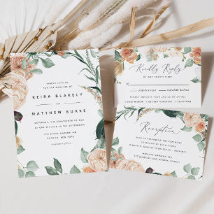 Boho Blooms Modern Floral Wedding Invitation