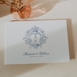 Vintage Regency Monogram Crest Wedding Guest Book