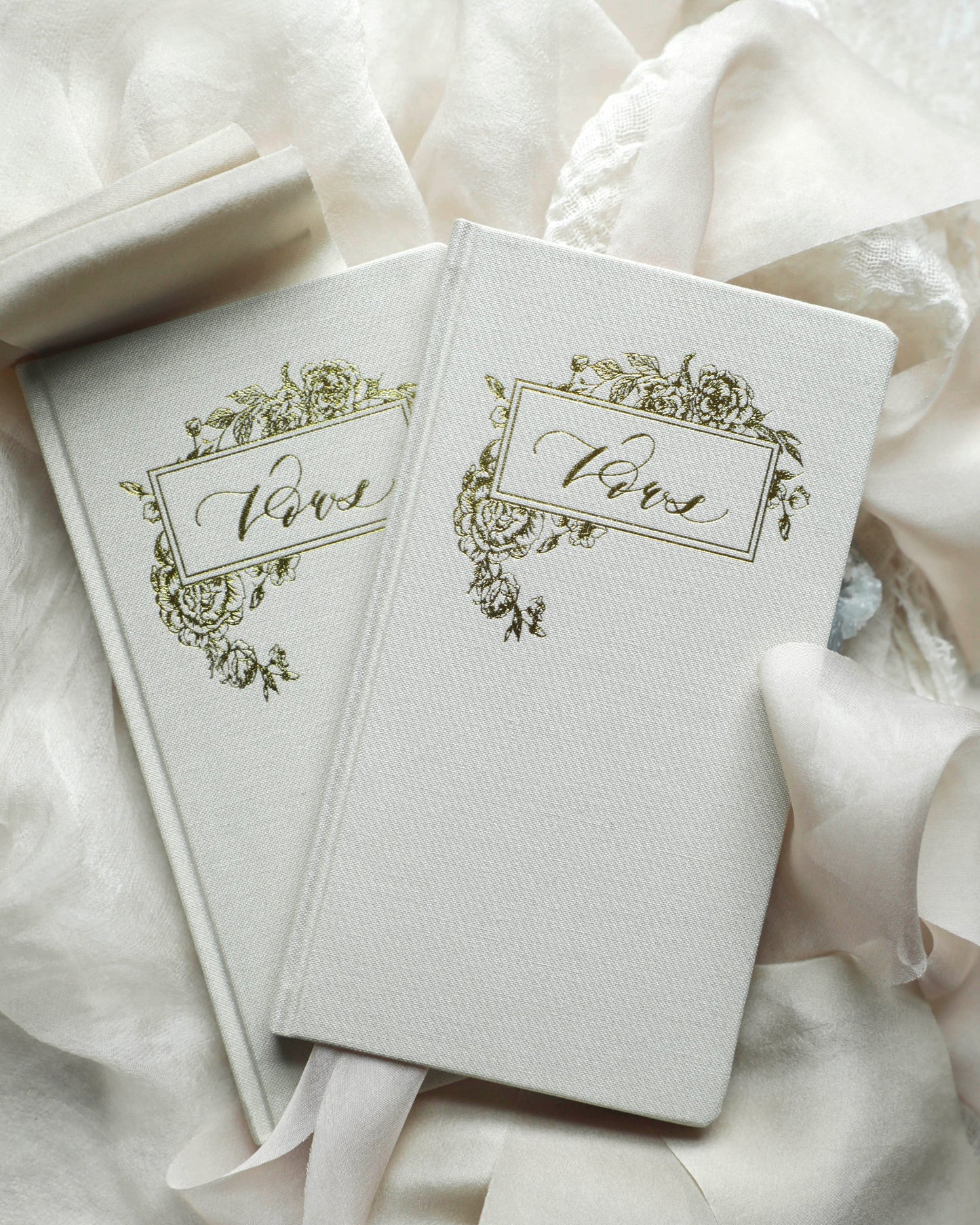 Wedding Vow Books With Gold Foil Press In Linen Cover -Pair Of 2 / Linen Color