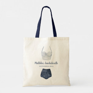 Watercolor bikini wedding bachelorette favor tote bag