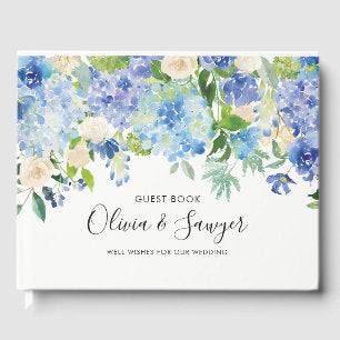 Watercolor Blue Hydrangeas Wedding Guest Book