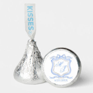 Watercolor Designer Blue Monogram Crest Hershey®'s Kisses®