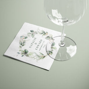 Watercolor eucalyptus elegant wedding party favor napkins