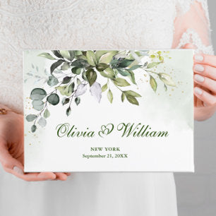 Watercolor Eucalyptus Greenery Wedding Guest Book