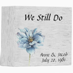 Watercolor Flower on Birch Wedding Album 3 Ring Binder