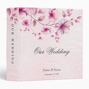 Watercolor Pink Flowers Album Binder