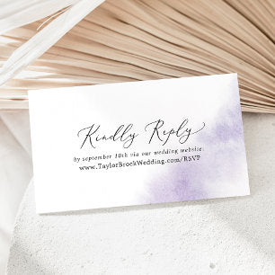 Watercolor Wash Purple Wedding Website RSVP Enclosure Card