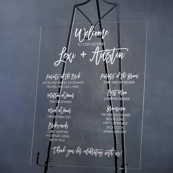 Wedding Party Acrylic Sign