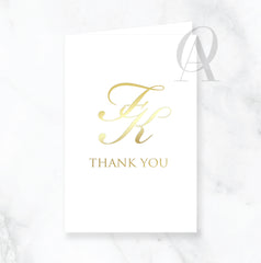 Monogram Thank You Card - Gold