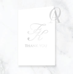 Monogram Thank You Card - Silver