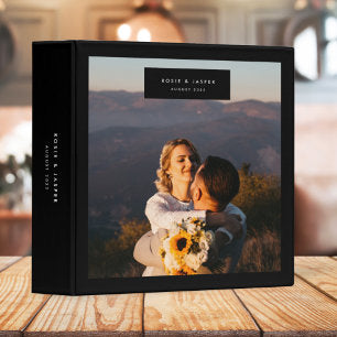 Wedding Album Modern Minimal Stylish Black 3 Ring Binder