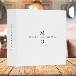 Wedding Album Monogram Elegant Minimalist Memories 3 Ring Binder