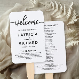 Wedding Ceremony Order of Service Program Chic Hand Fan