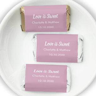 Wedding dusty rose pink names Love is Sweet Hershey's Miniatures