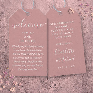 Wedding Favor Welcome Basket Bag Dusty Rose Gift Tags
