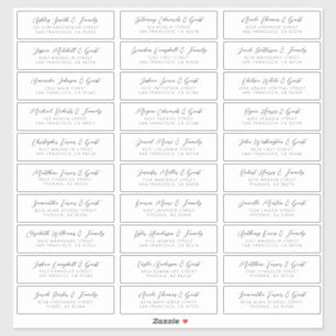 Wedding Guest Names Address Simple Chic Modern Sticker