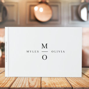 Wedding Monogram Elegant Minimalist Simple White Guest Book