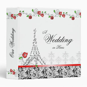 Wedding Photo Album Paris Eiffel Tower Red Roses Binder