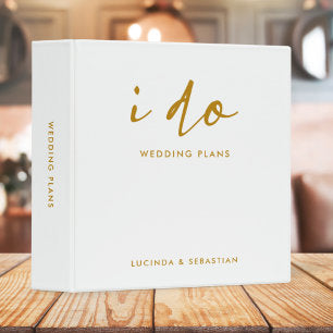 Wedding Plans Modern Minimal Gold and White 3 Ring Binder